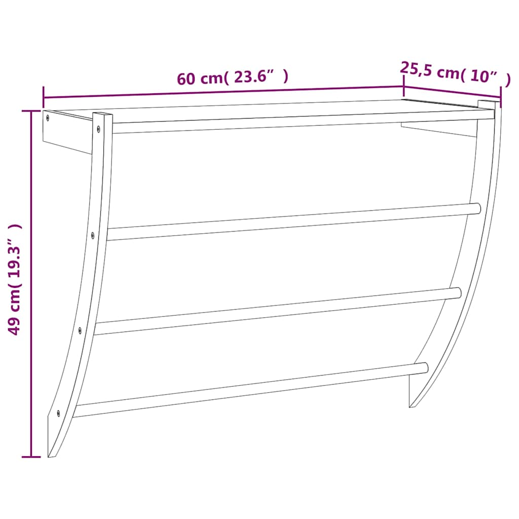 vidaXL Towel Rack 60x25.5x49 cm Solid Wood Walnut 6