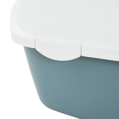 Cat Litter Tray with Cover White and Blue 56x40x40 cm PP