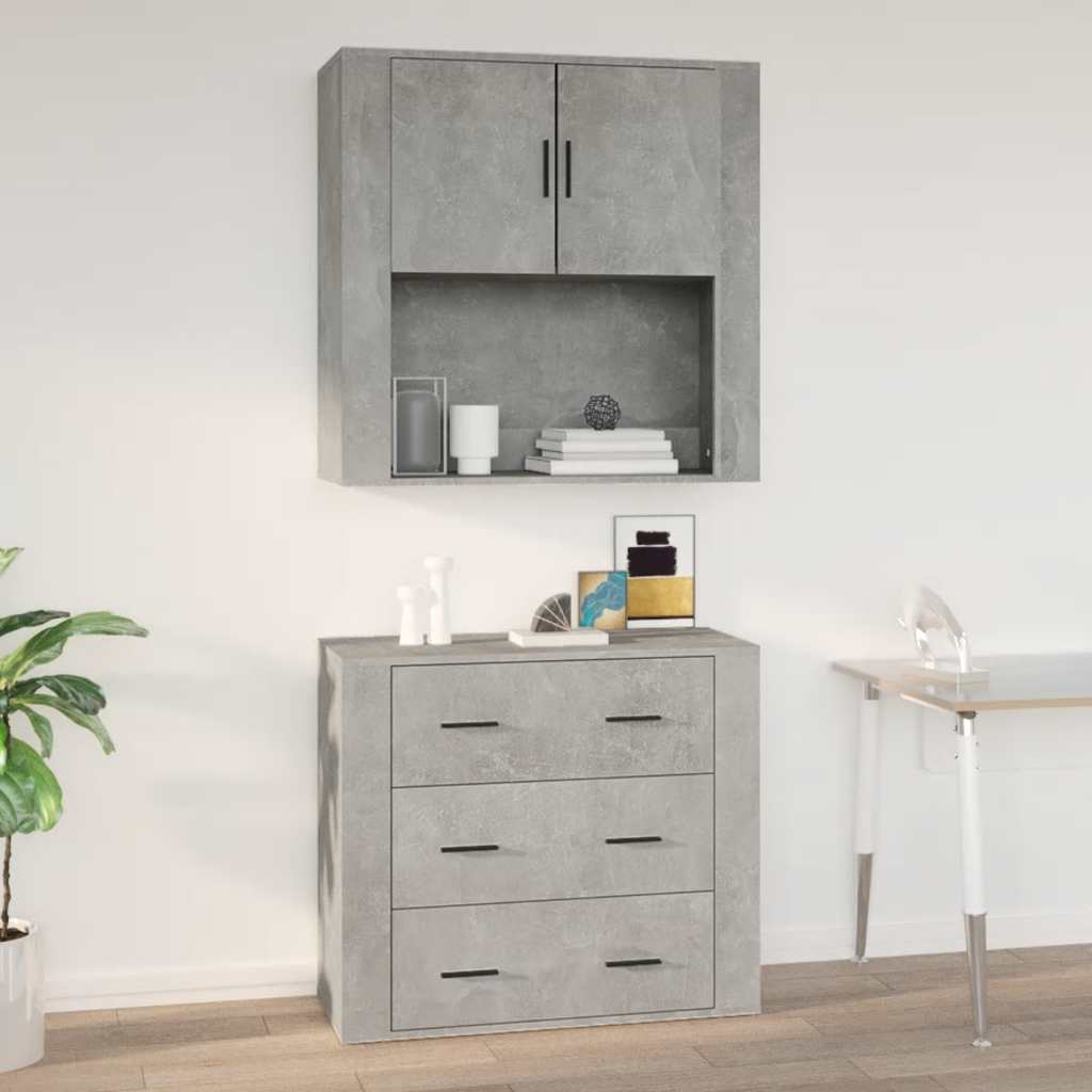 vidaXL Wall Cabinet Concrete Grey 80x33x80 cm Engineered Wood 1