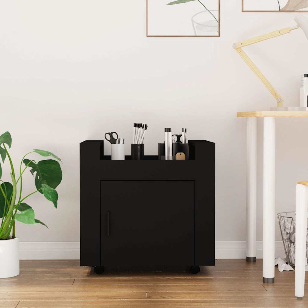 vidaXL Desk Trolley Black 60x45x60 cm Engineered Wood 1