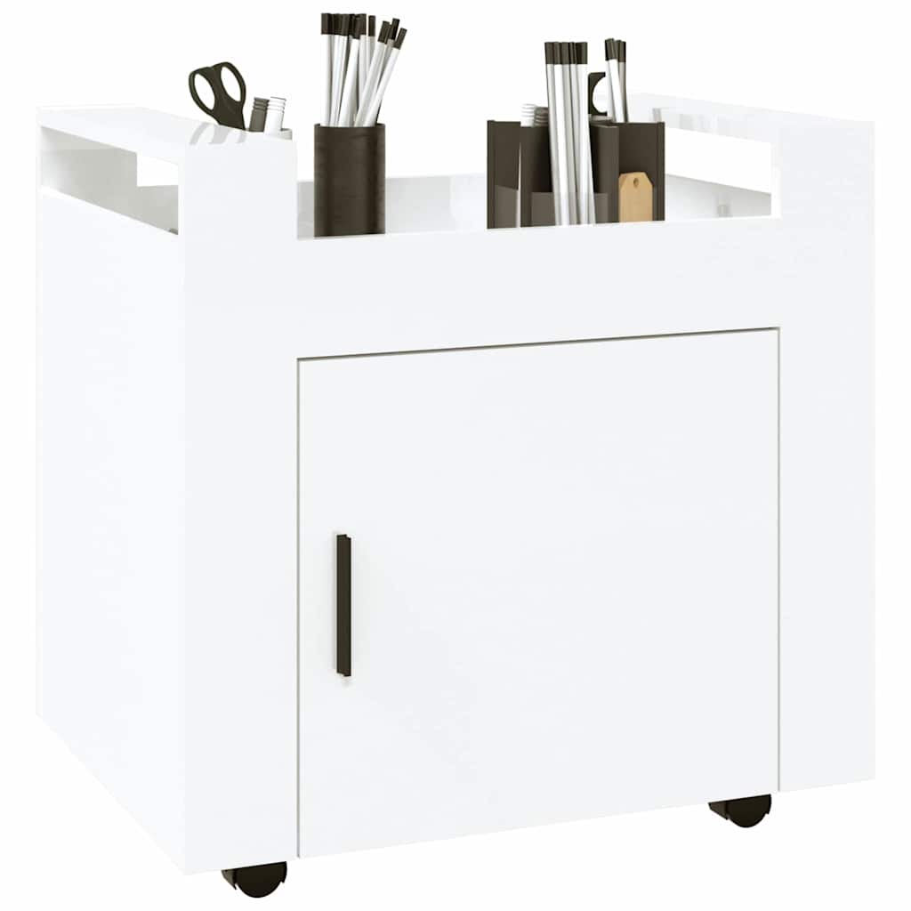 vidaXL Desk Trolley High Gloss White 60x45x60 cm Engineered Wood 4
