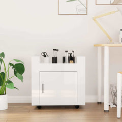 vidaXL Desk Trolley High Gloss White 60x45x60 cm Engineered Wood 1