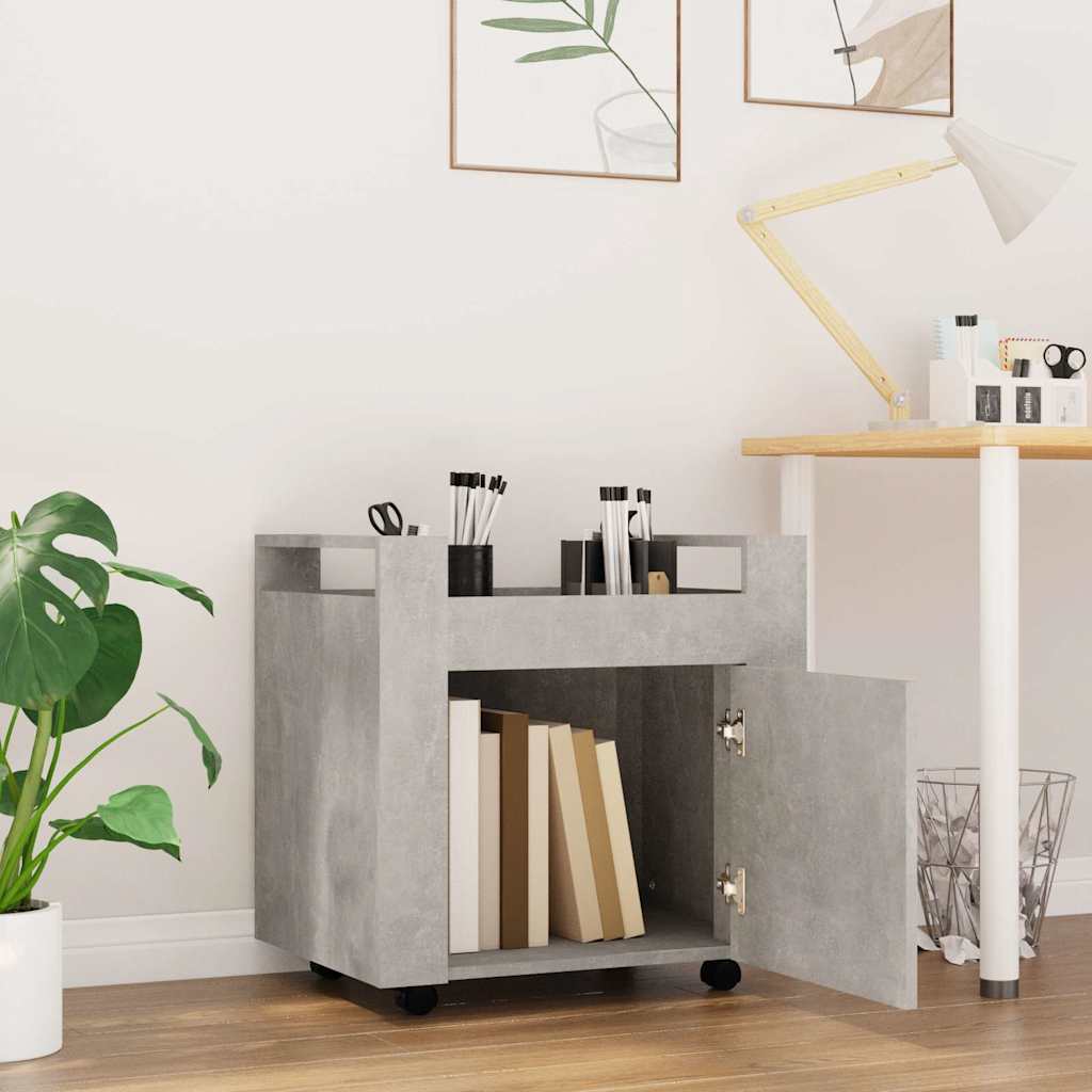 vidaXL Desk Trolley Concrete Grey 60x45x60 cm Engineered Wood 3