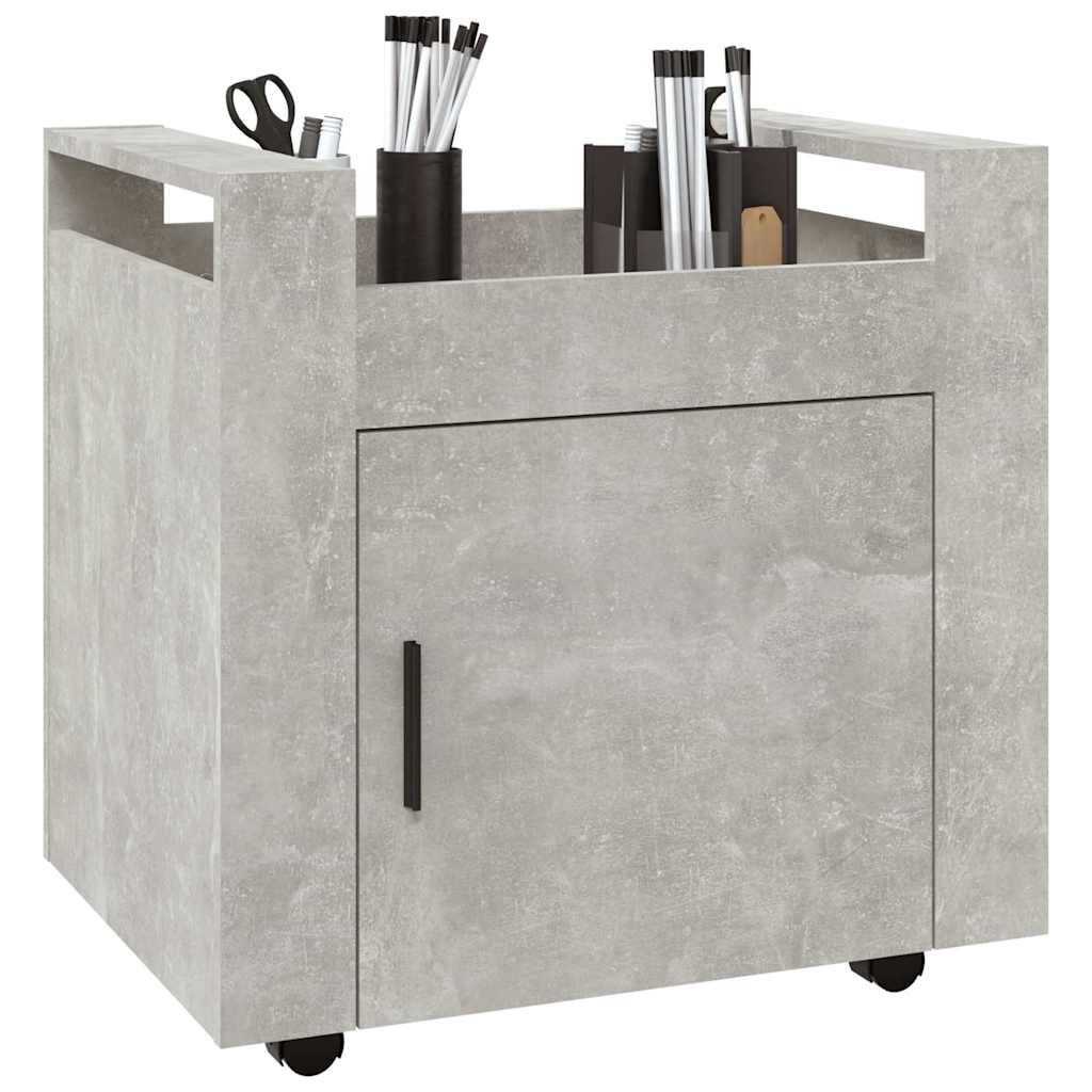 vidaXL Desk Trolley Concrete Grey 60x45x60 cm Engineered Wood 4