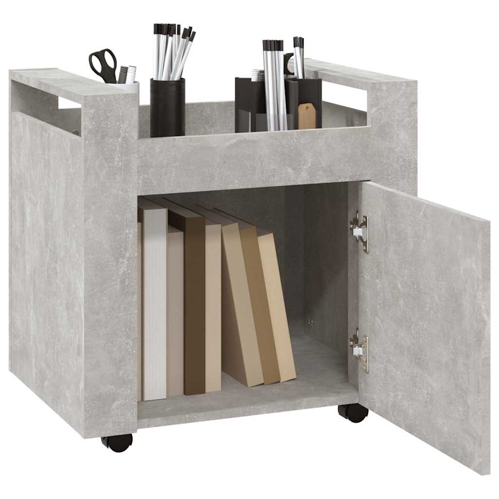 vidaXL Desk Trolley Concrete Grey 60x45x60 cm Engineered Wood 5