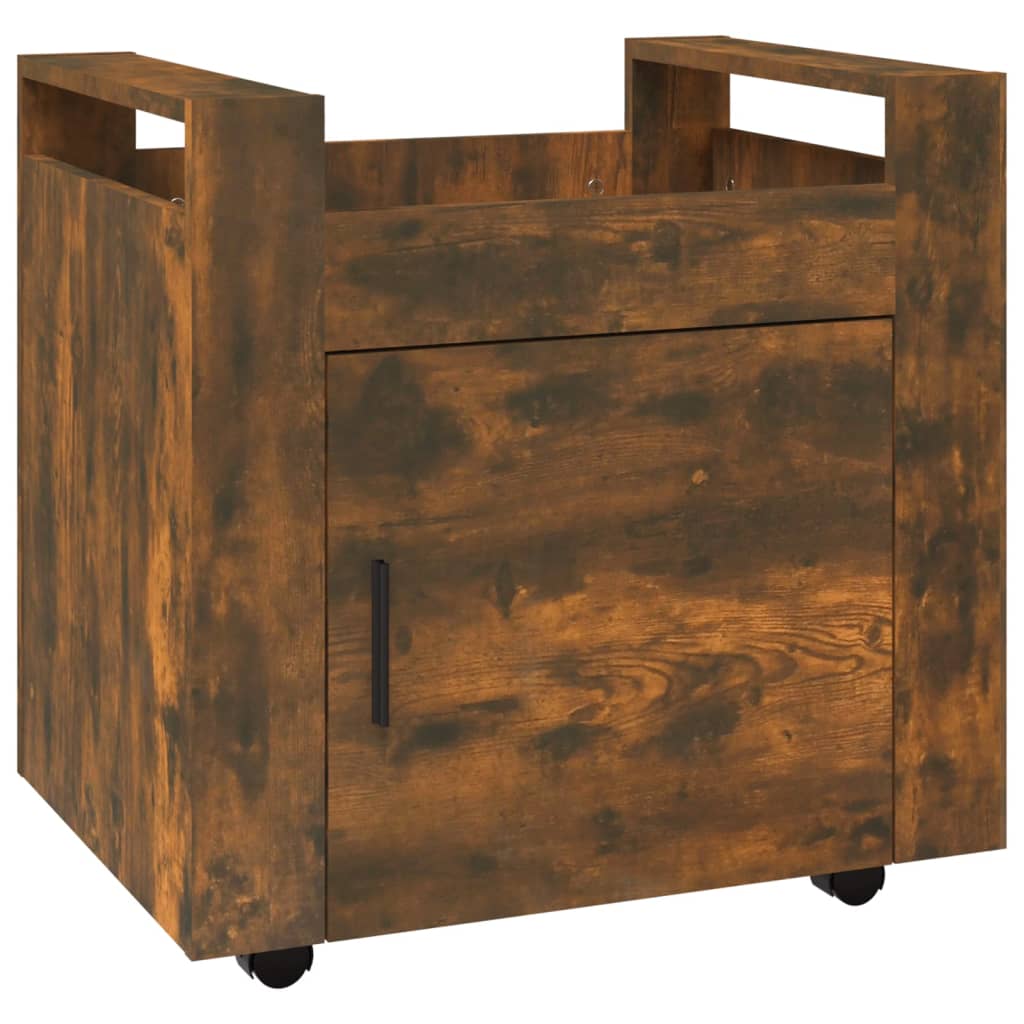 vidaXL Desk Trolley Smoked Oak 60x45x60 cm Engineered Wood 2