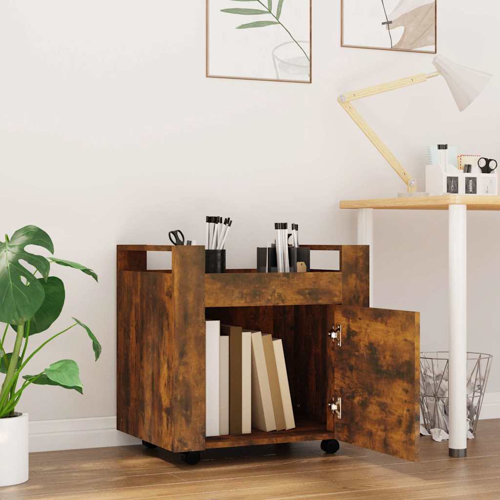 vidaXL Desk Trolley Smoked Oak 60x45x60 cm Engineered Wood 3