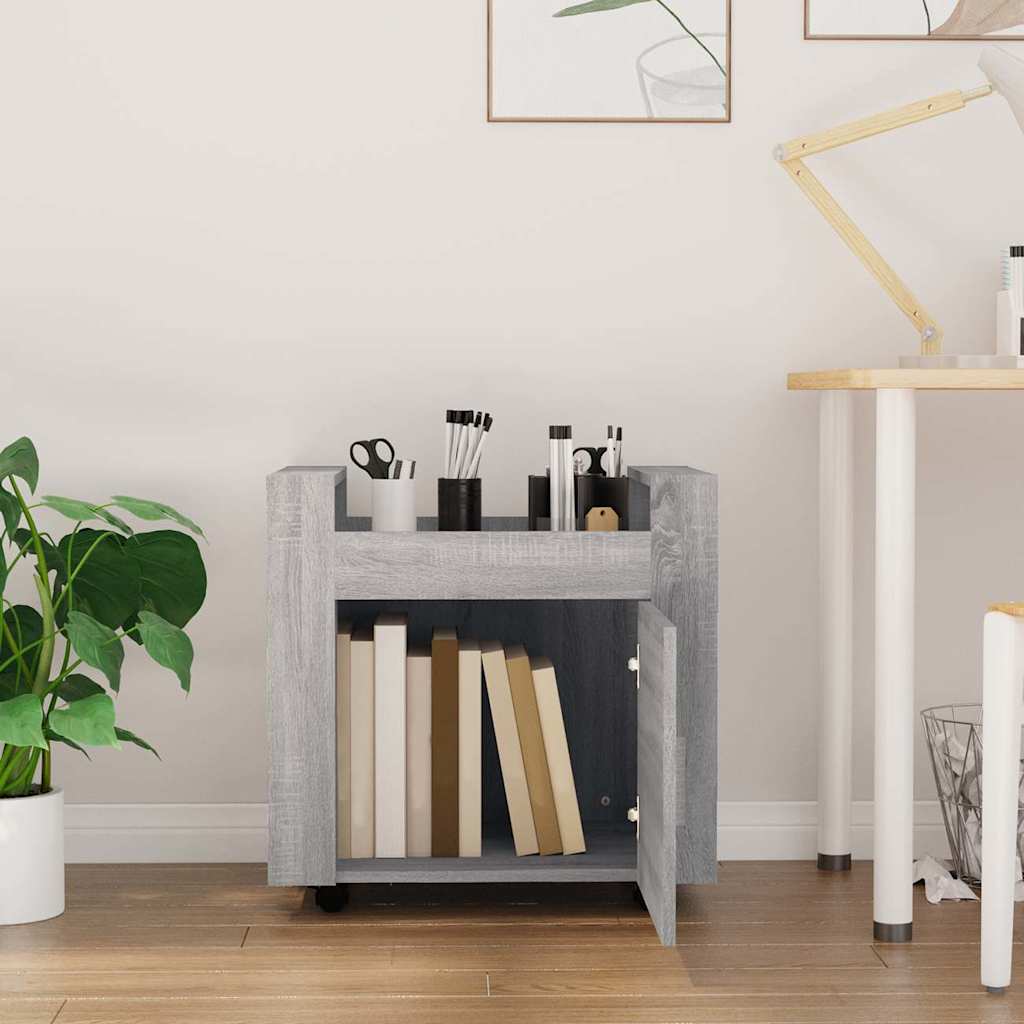 vidaXL Desk Trolley Grey Sonoma 60x45x60 cm Engineered Wood 3