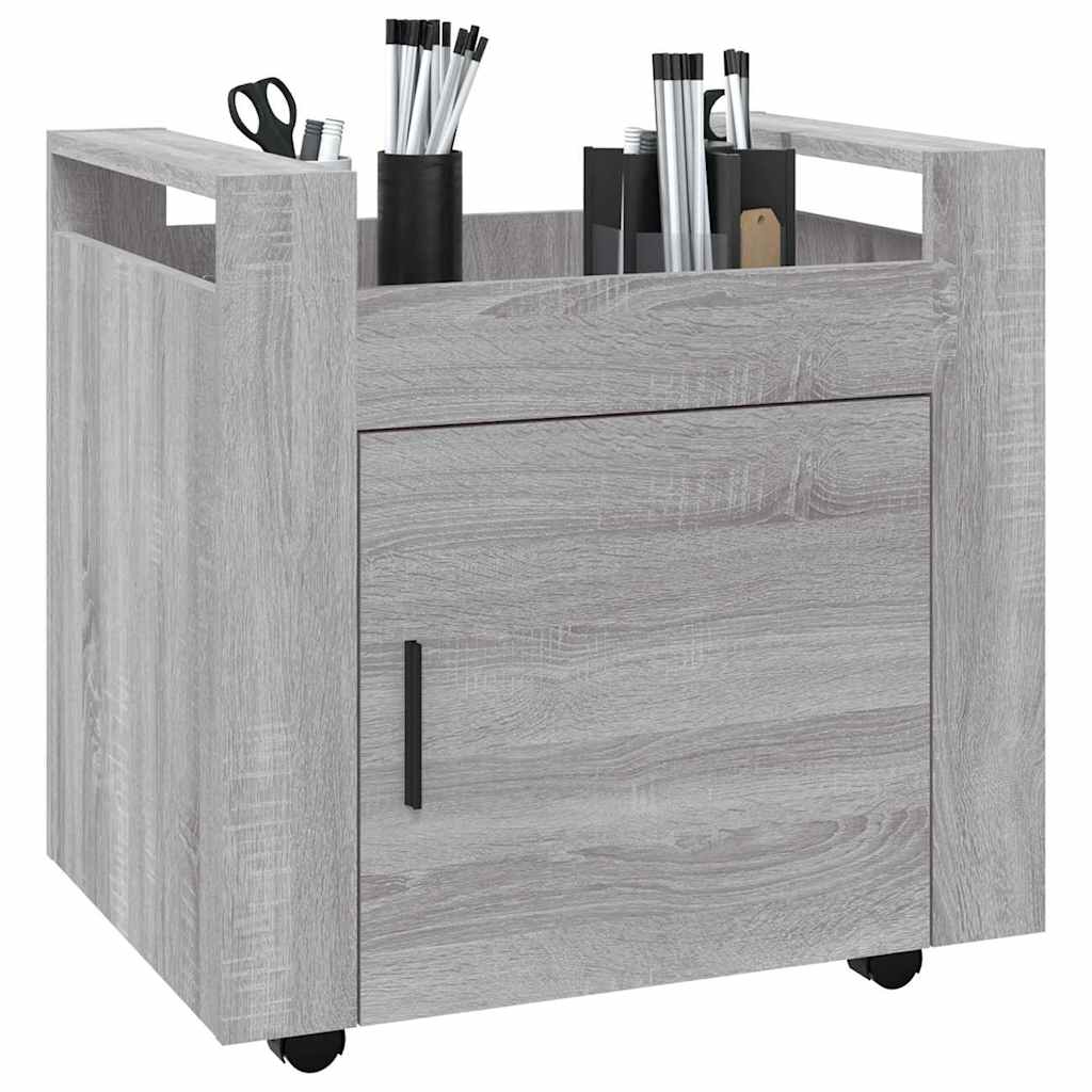 vidaXL Desk Trolley Grey Sonoma 60x45x60 cm Engineered Wood 4