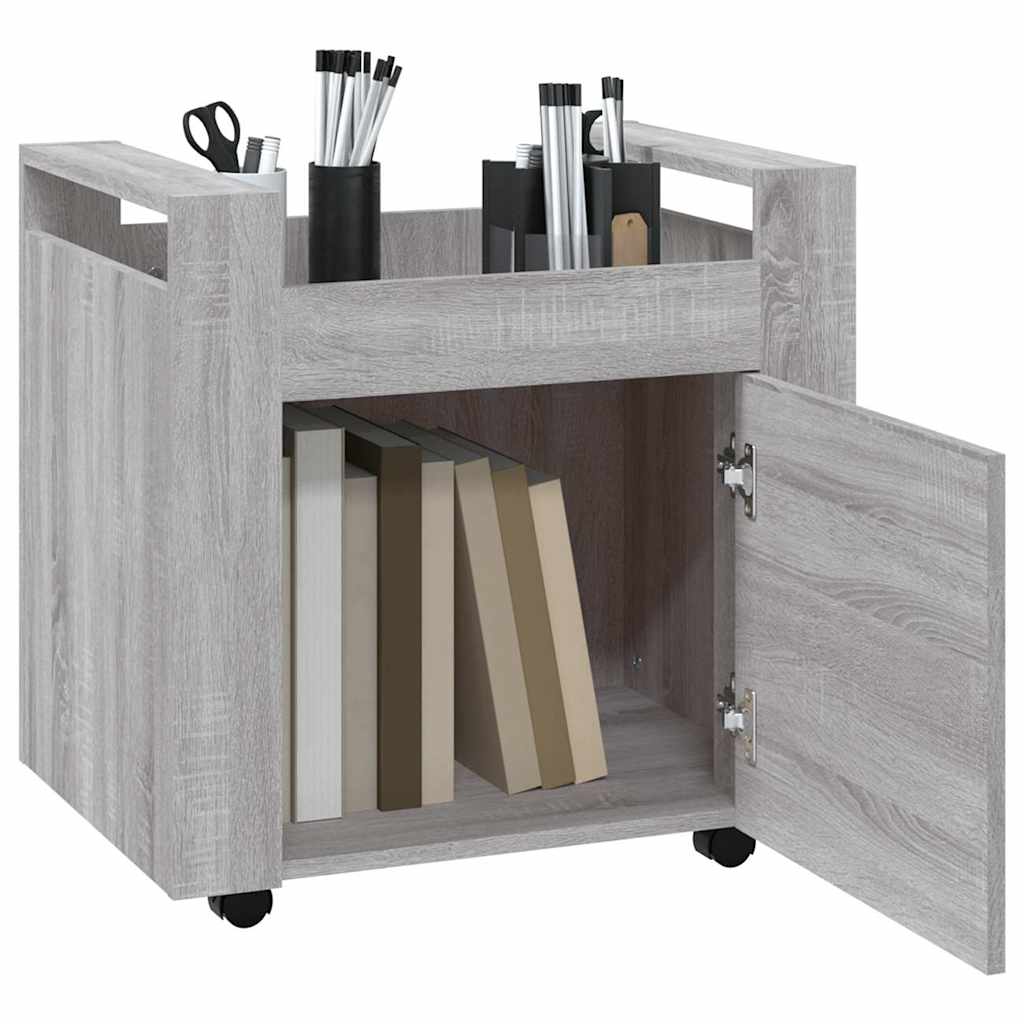 vidaXL Desk Trolley Grey Sonoma 60x45x60 cm Engineered Wood 5