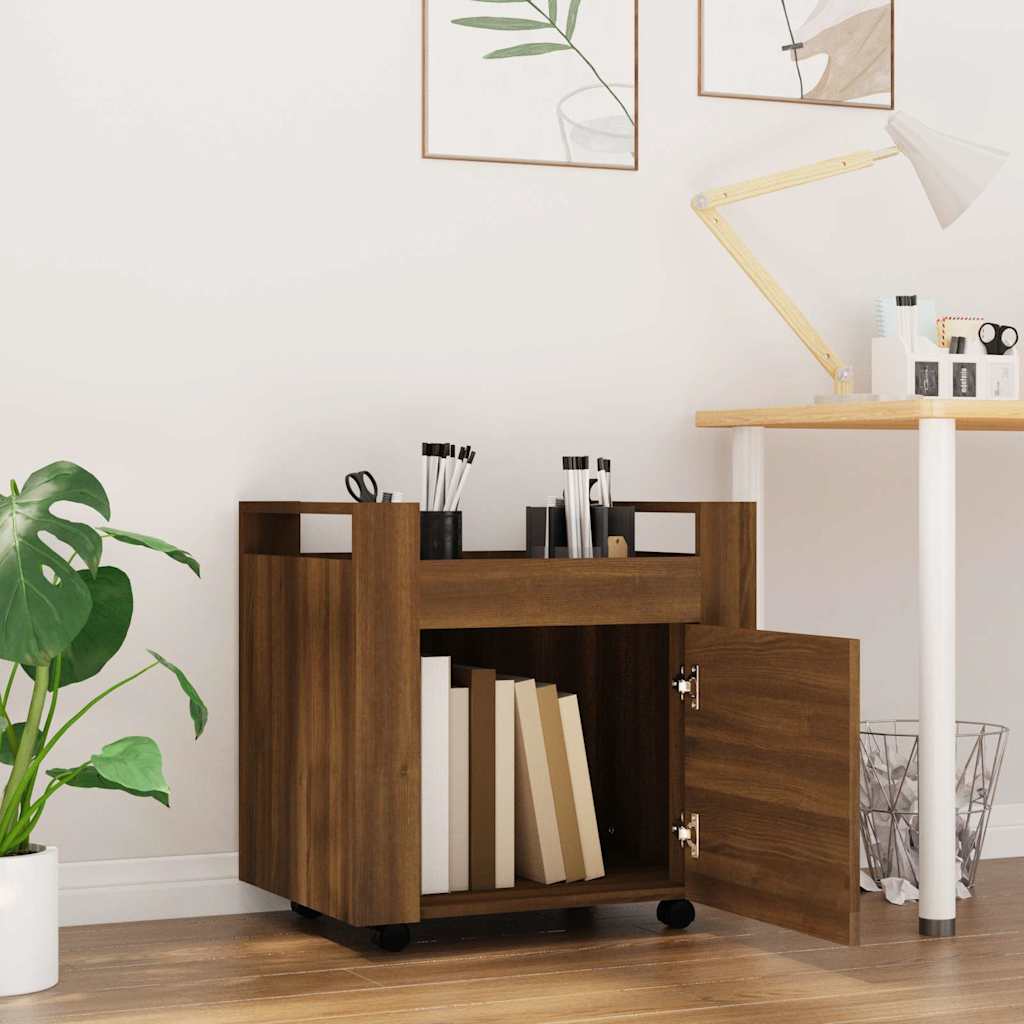 vidaXL Desk Trolley Brown Oak 60x45x60 cm Engineered Wood 3