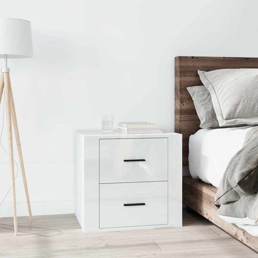 vidaXL Bedside Cabinet High Gloss White 50x39x47 cm 1