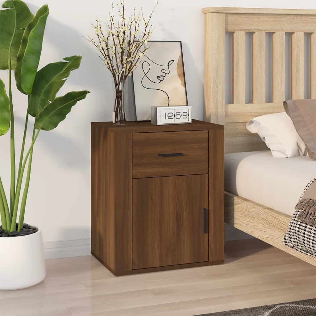 vidaXL Bedside Cabinet | Brown oak | Engineered wood | Medium | Bedside Cabinet 1