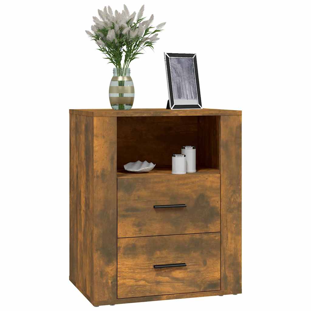 vidaXL Bedside Cabinet Smoked Oak 50x36x60 cm Engineered Wood 4