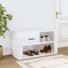 vidaXL Shoe Cabinet High Gloss White 80x35x45 cm Engineered Wood 3