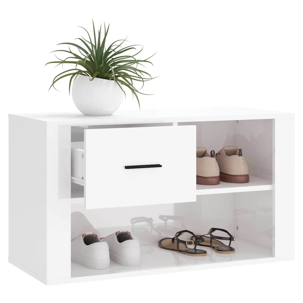 vidaXL Shoe Cabinet High Gloss White 80x35x45 cm Engineered Wood 4