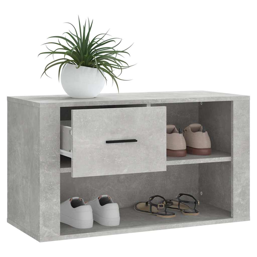 vidaXL Shoe Cabinet Concrete Grey 80x35x45 cm Engineered Wood 4
