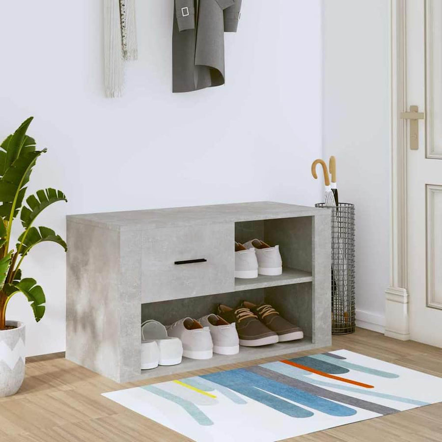 Shoe Cabinet Engineered Wood in Concrete Grey