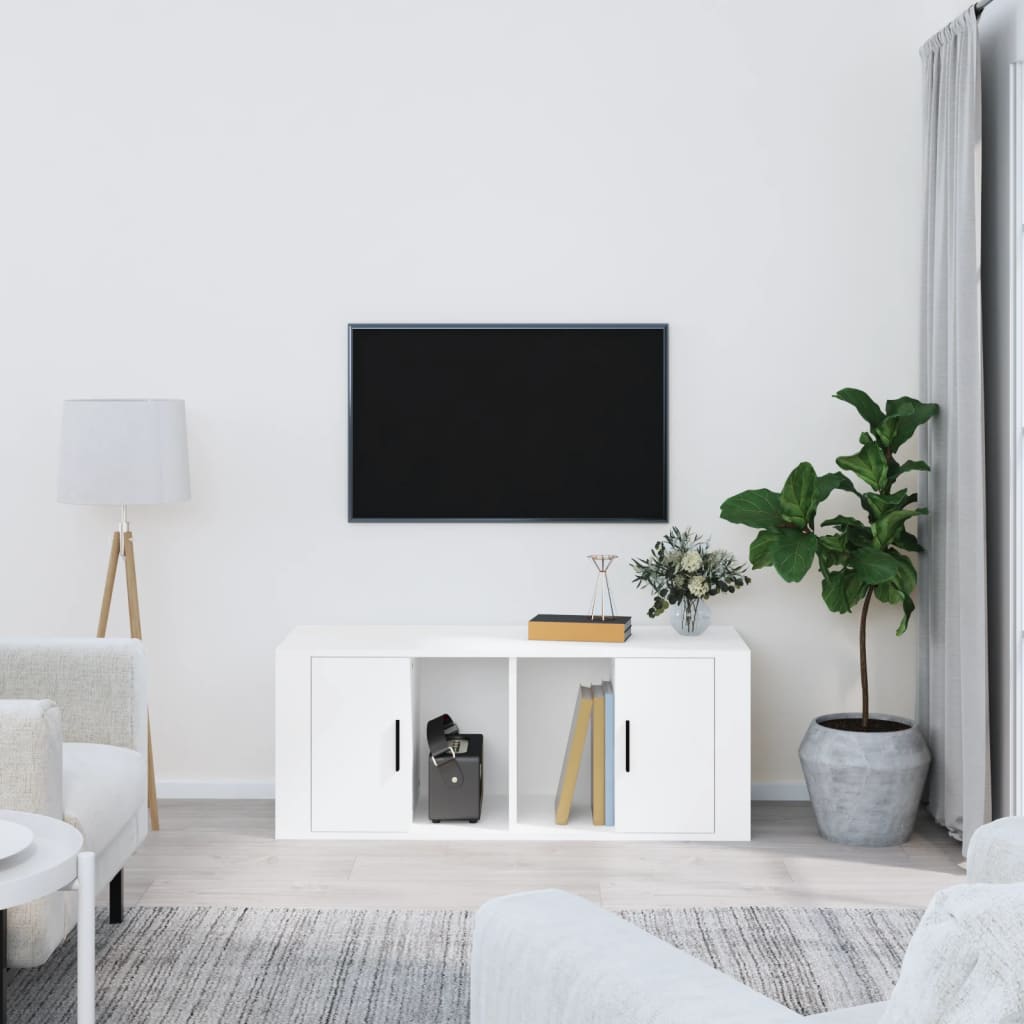 vidaXL TV Cabinet White 100x35x40 cm Engineered Wood 1