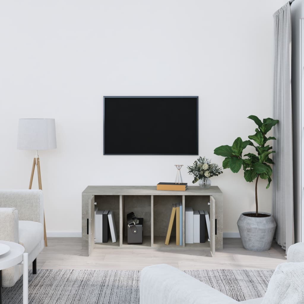 vidaXL TV Cabinet Concrete Grey 100x35x40 cm Engineered Wood 3