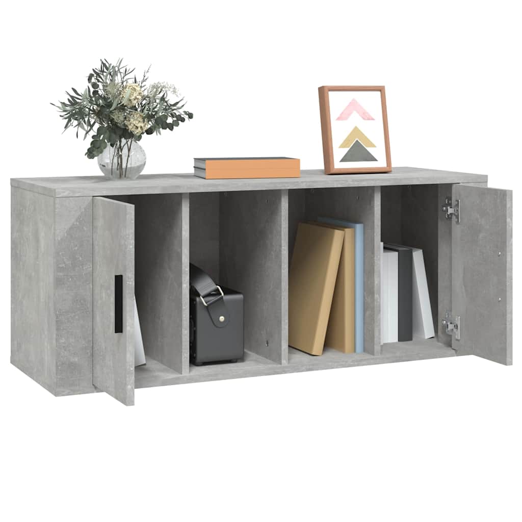 vidaXL TV Cabinet Concrete Grey 100x35x40 cm Engineered Wood 4