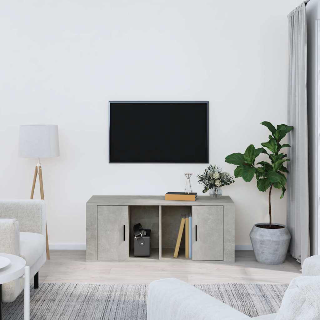 vidaXL TV Cabinet Concrete Grey 100x35x40 cm Engineered Wood 1