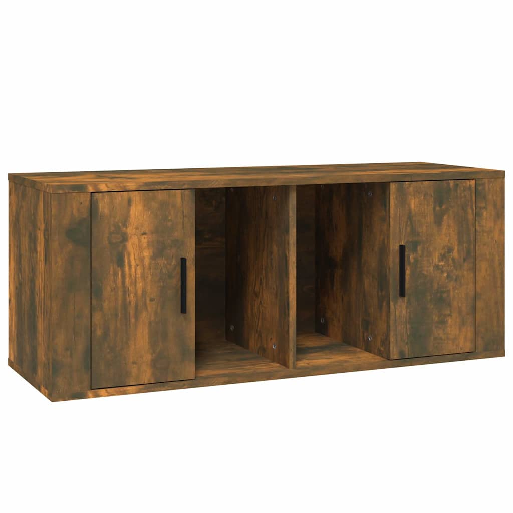 vidaXL TV Cabinet Smoked Oak 100x35x40 cm Engineered Wood 2