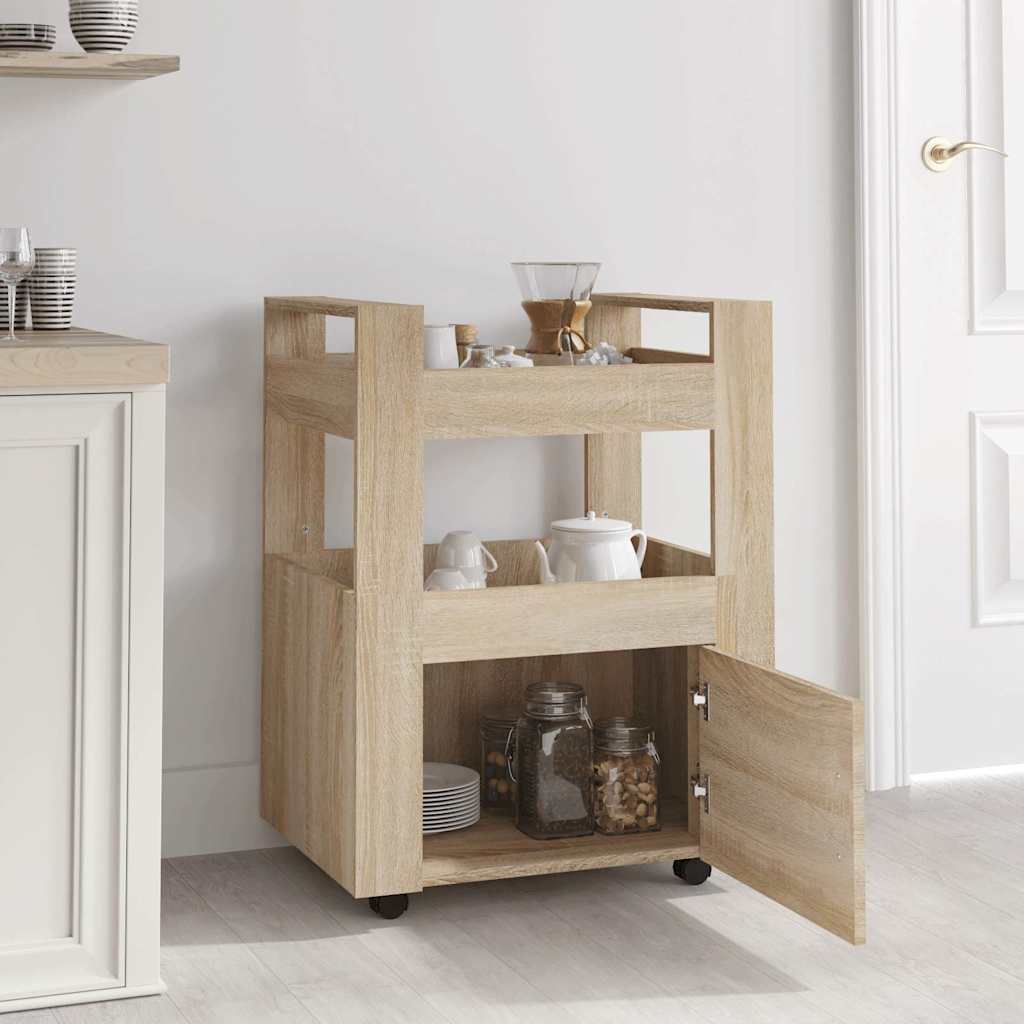 vidaXL Kitchen Trolley Sonoma Oak 60x45x80 cm Engineered Wood 3