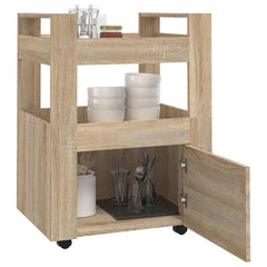 vidaXL Kitchen Trolley Sonoma Oak 60x45x80 cm Engineered Wood 4