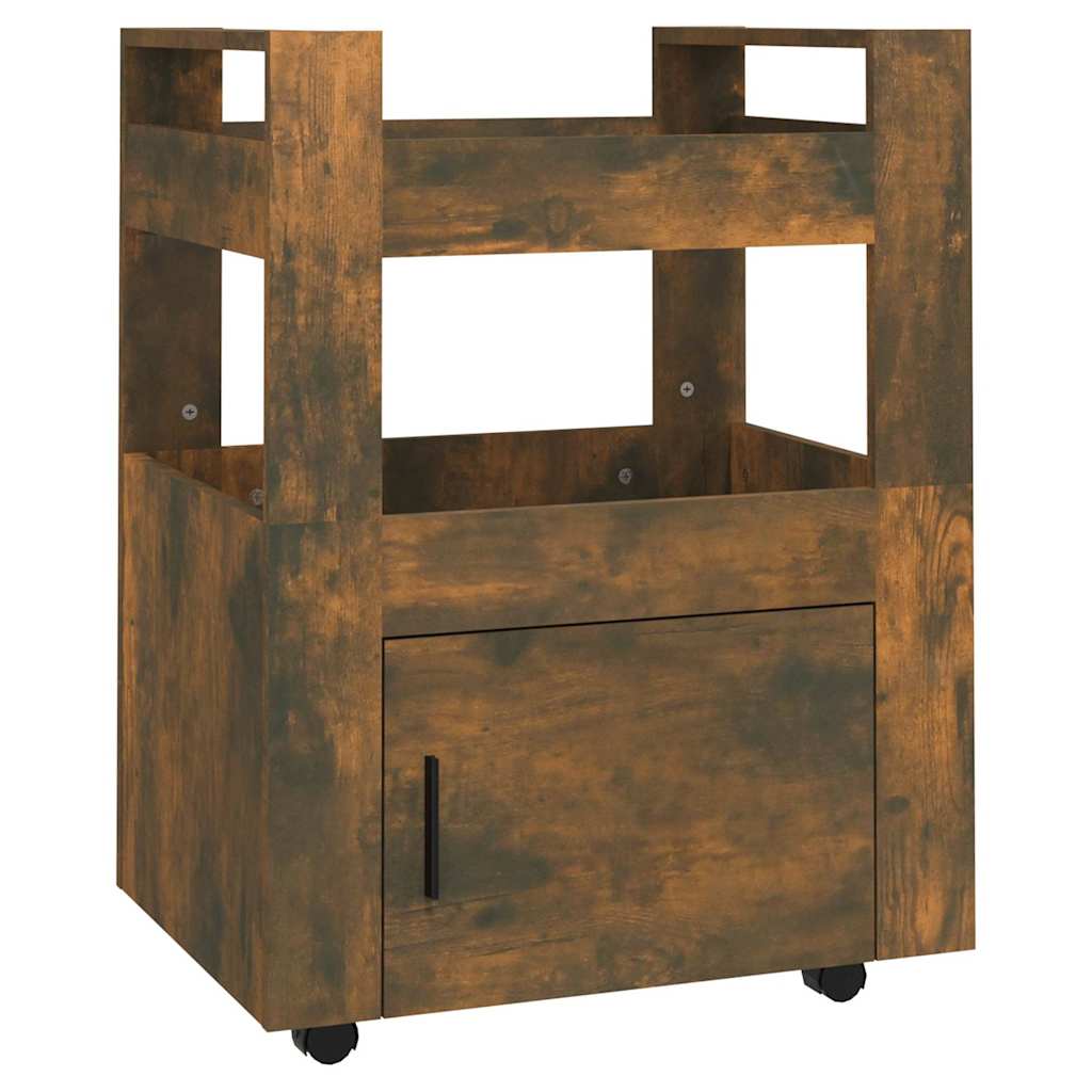 vidaXL Kitchen Trolley Smoked Oak 60x45x80 cm Engineered Wood 2