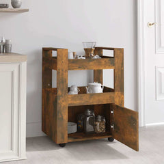 vidaXL Kitchen Trolley Smoked Oak 60x45x80 cm Engineered Wood 3