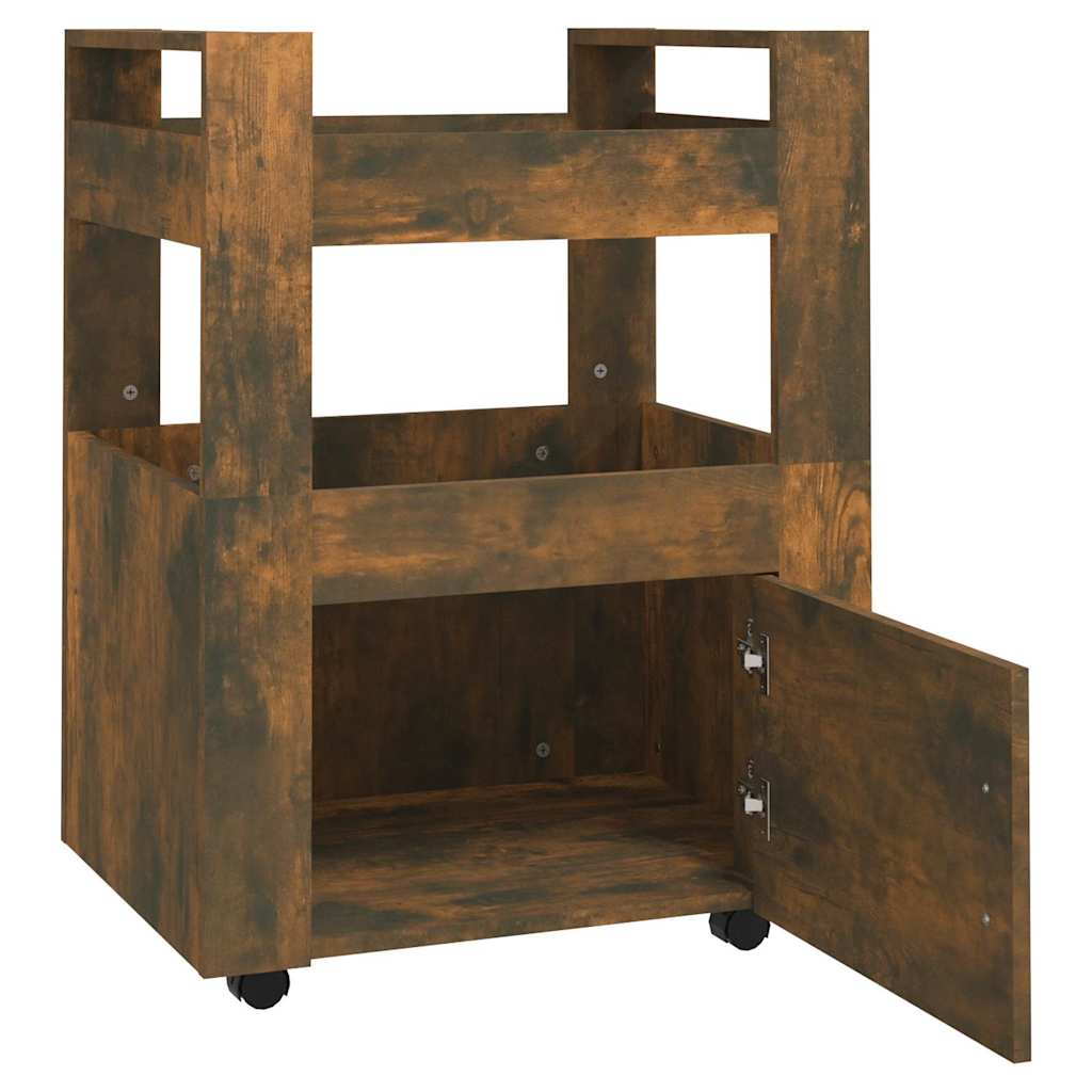 vidaXL Kitchen Trolley Smoked Oak 60x45x80 cm Engineered Wood 6