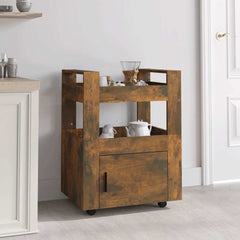 vidaXL Kitchen Trolley Smoked Oak 60x45x80 cm Engineered Wood 1