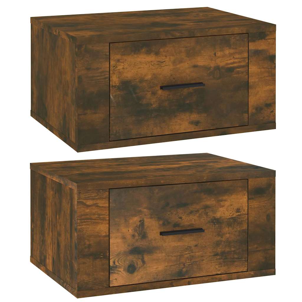 vidaXL Wall-mounted Bedside Cabinets 2 pcs Smoked Oak 50x36x25 cm 2