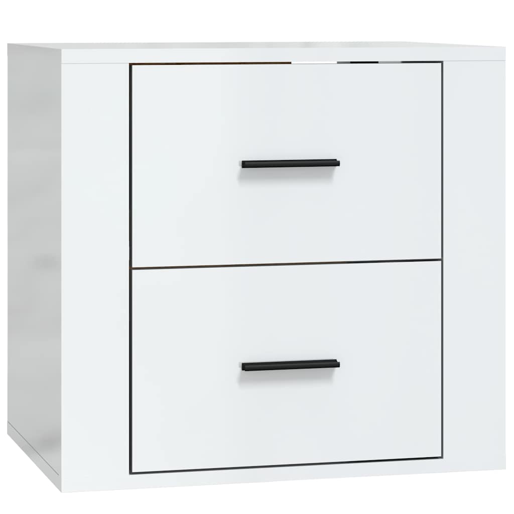 vidaXL Wall-mounted Bedside Cabinet High Gloss White 50x36x47 cm 2