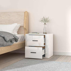 vidaXL Wall-mounted Bedside Cabinet High Gloss White 50x36x47 cm 4