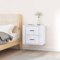 vidaXL Wall-mounted Bedside Cabinet High Gloss White 50x36x47 cm 1
