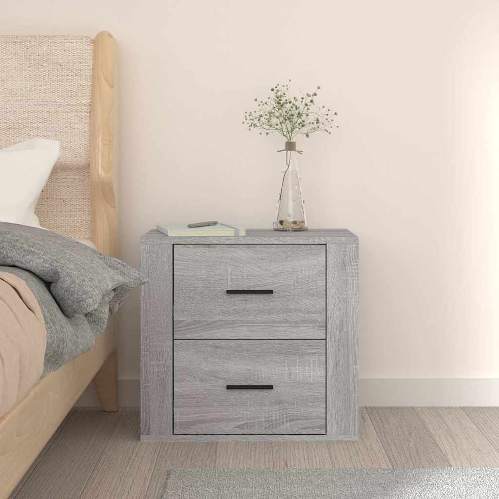 vidaXL Wall-mounted Bedside Cabinet Grey Sonoma 50x36x47 cm 3