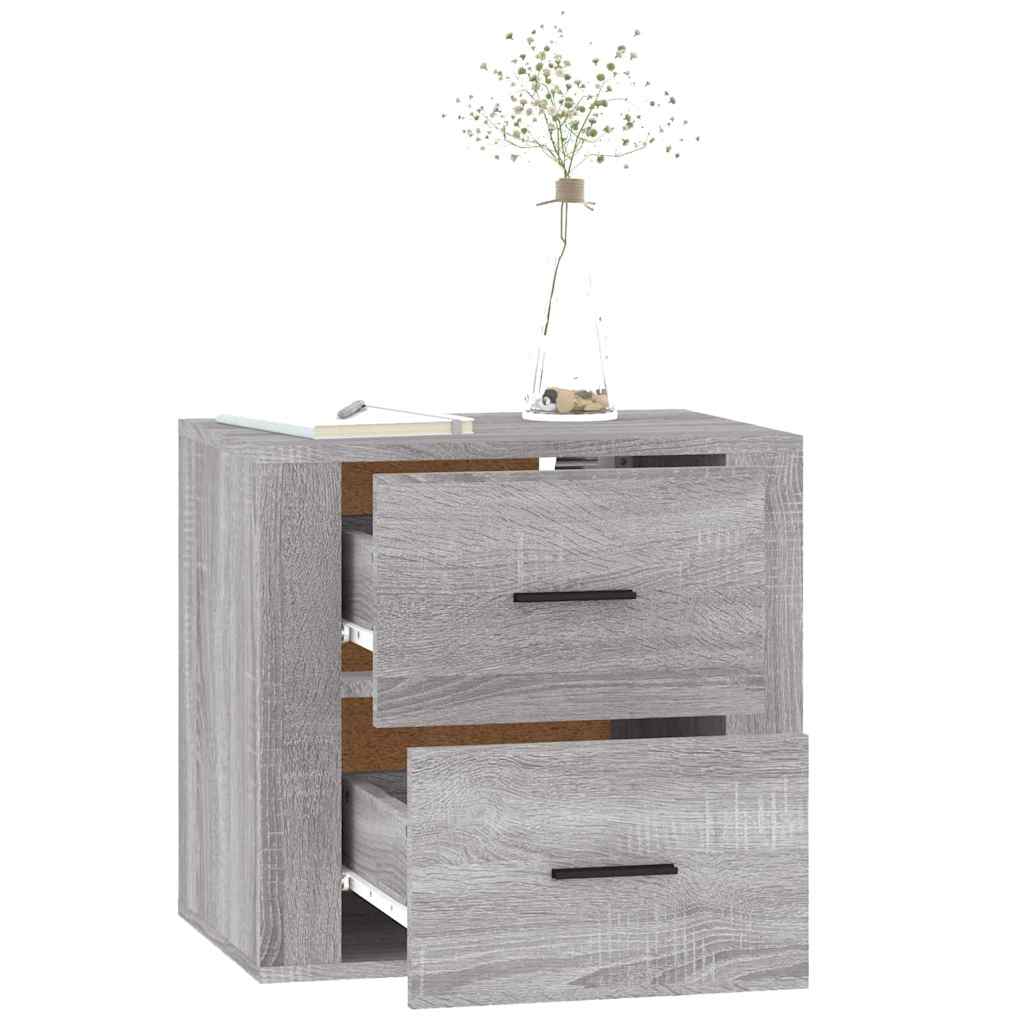 vidaXL Wall-mounted Bedside Cabinet Grey Sonoma 50x36x47 cm 5