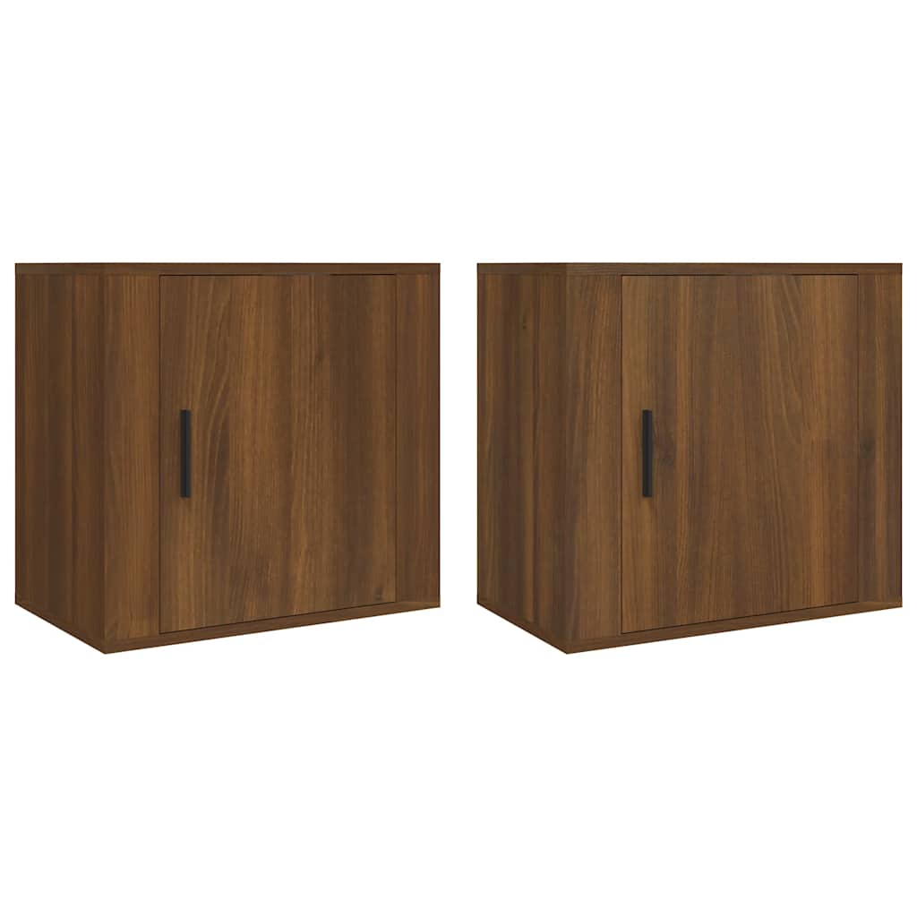 vidaXL Wall-mounted Bedside Cabinets 2 pcs Brown Oak 50x30x47 cm 2