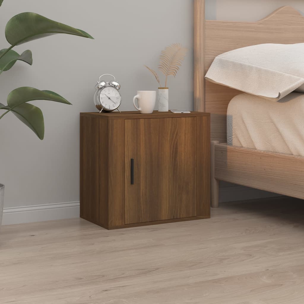 vidaXL Wall-mounted Bedside Cabinets 2 pcs Brown Oak 50x30x47 cm 3