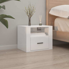 Wall-mounted Bedside Cabinet 50x36x40 cm High gloss white