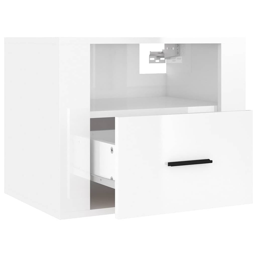 Wall-mounted Bedside Cabinet 50x36x40 cm High gloss white
