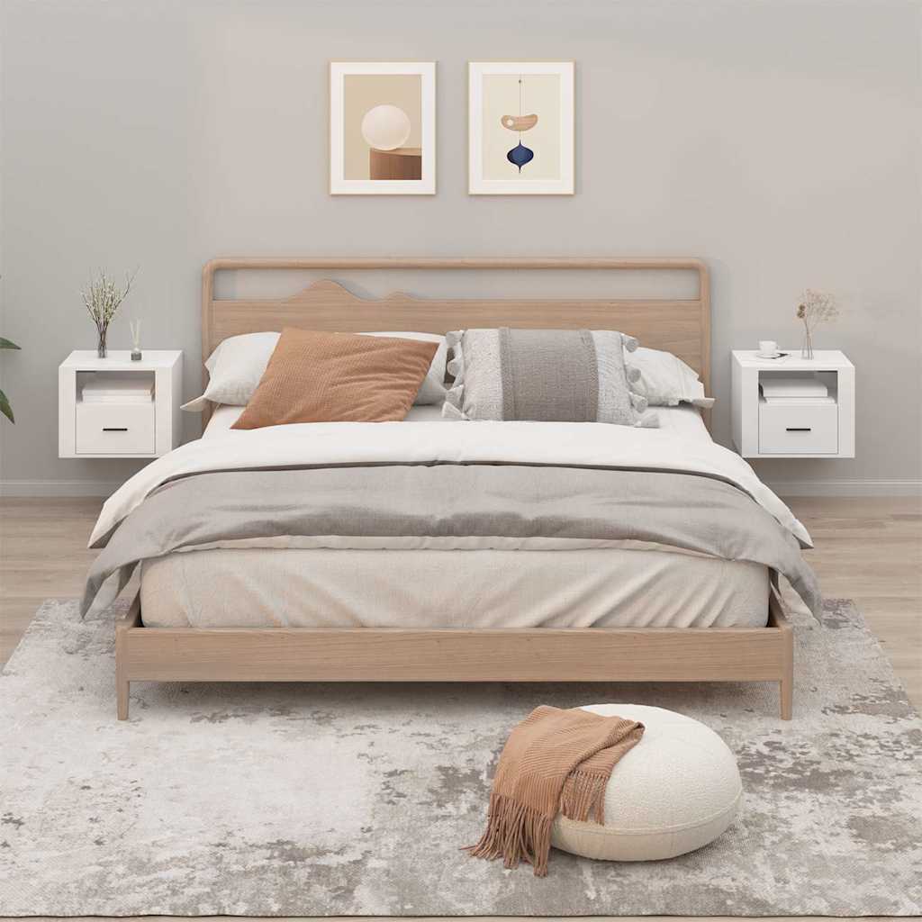 Wall-mounted Bedside Cabinet 50x36x40 cm High gloss white