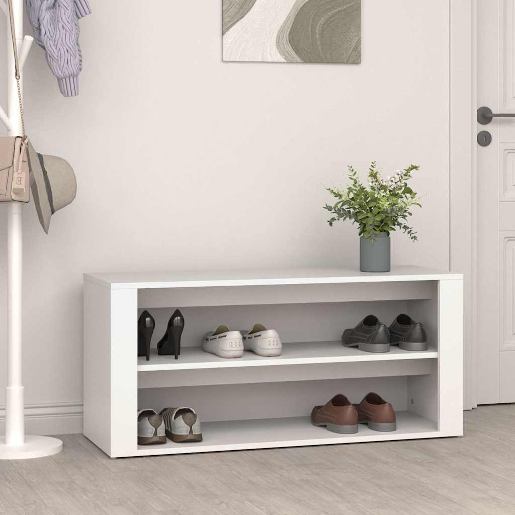 vidaXL Shoe Rack White 100x35x45 cm Engineered Wood 1