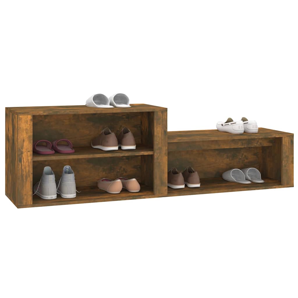 vidaXL Shoe Cabinet Smoked Oak 150x35x45 cm Engineered Wood 4