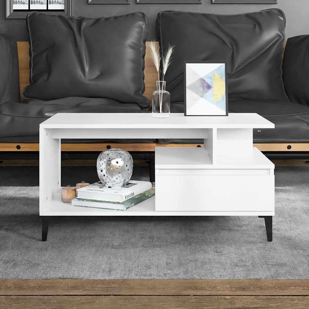 Coffee Table 90x49x45 cm Engineered Wood White
