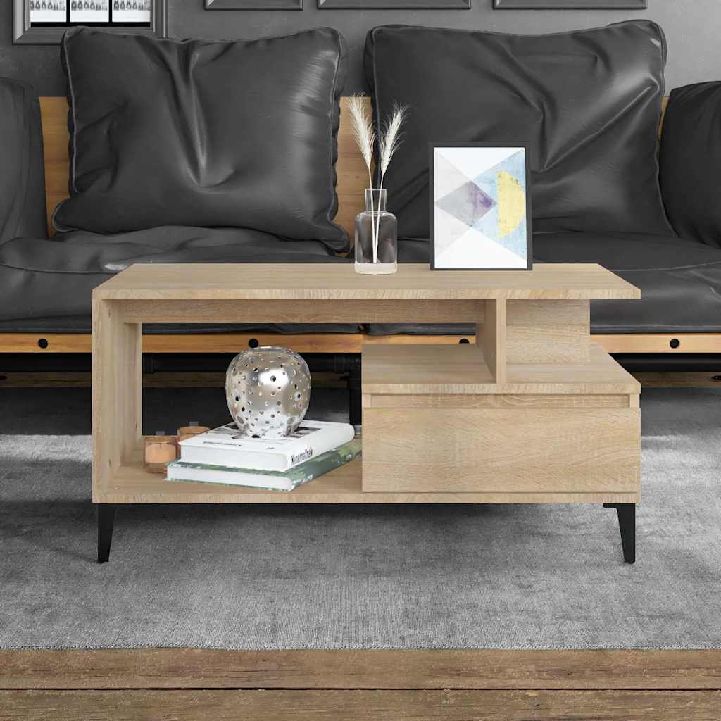 Coffee Table 90x49x45 cm Engineered Wood Sonoma oak