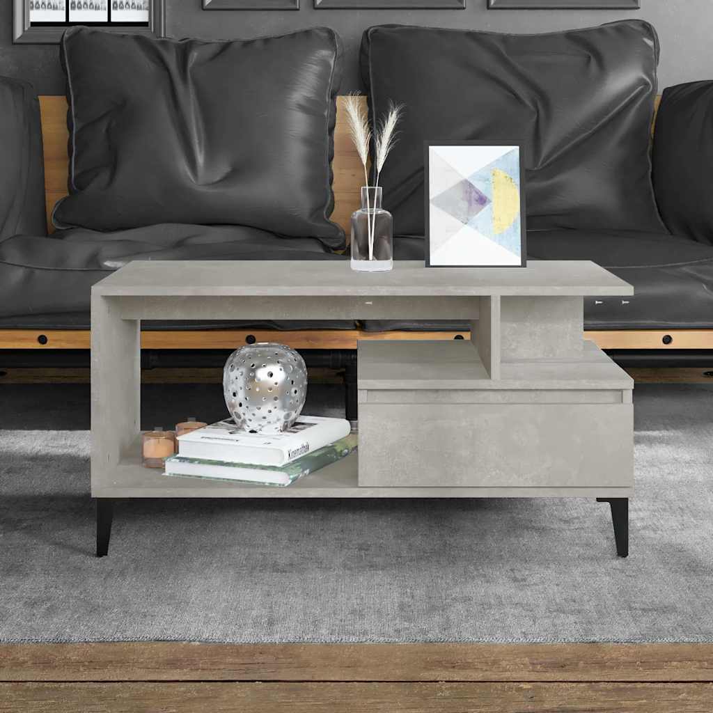 Coffee Table 90x49x45 cm Engineered Wood Concrete grey