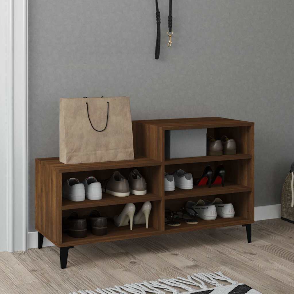 vidaXL Shoe Cabinet Brown Oak 102x36x60 cm Engineered Wood 6